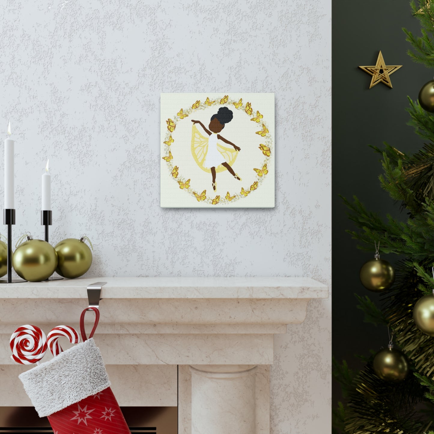 Yellow Fairy Ballerina Canvas Art