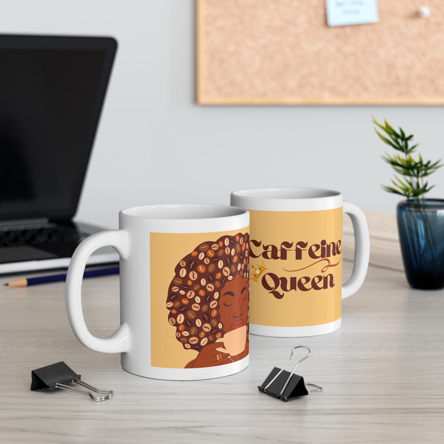 Caffeine Queen- Afro Coffee Ceramic Mug (11oz)