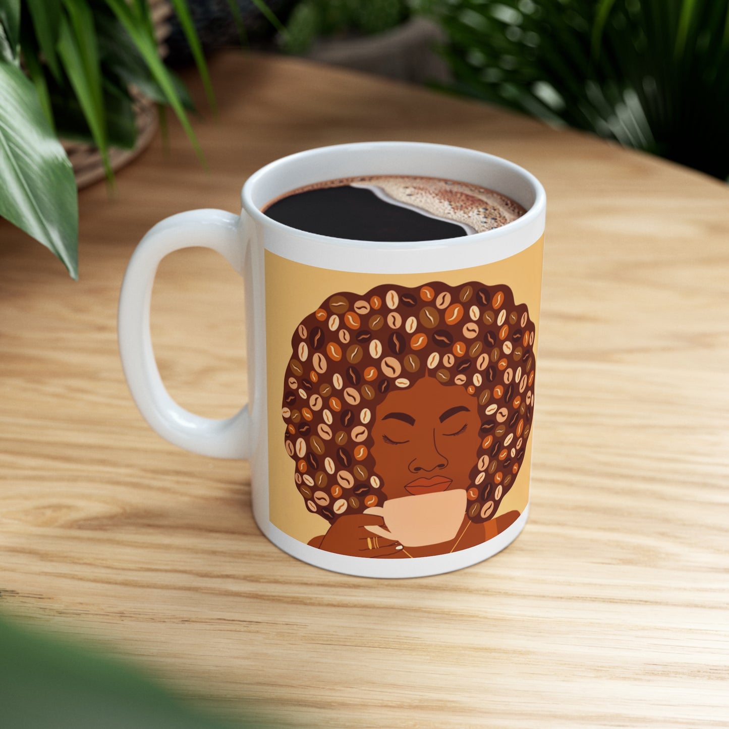 Caffeine Queen- Afro Coffee Ceramic Mug (11oz)