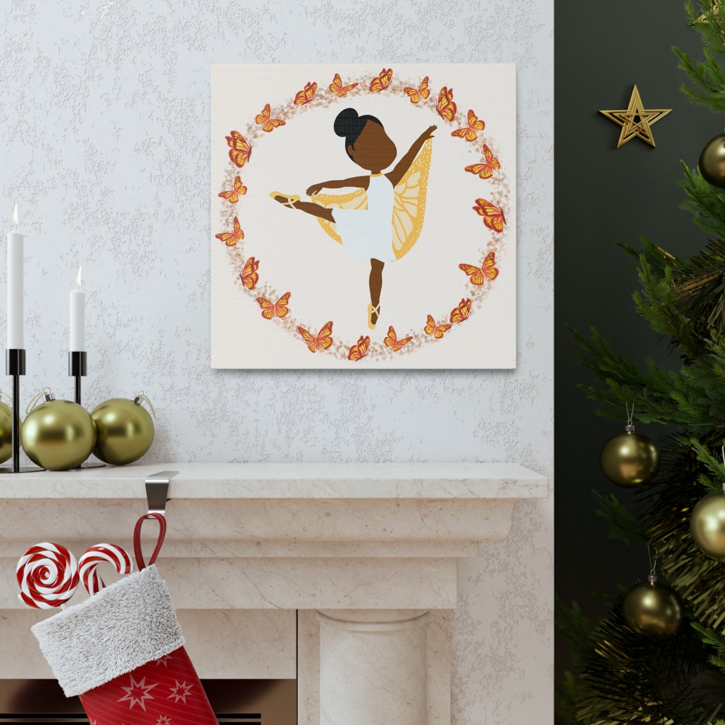 Orange Fairy Ballerina Canvas Art