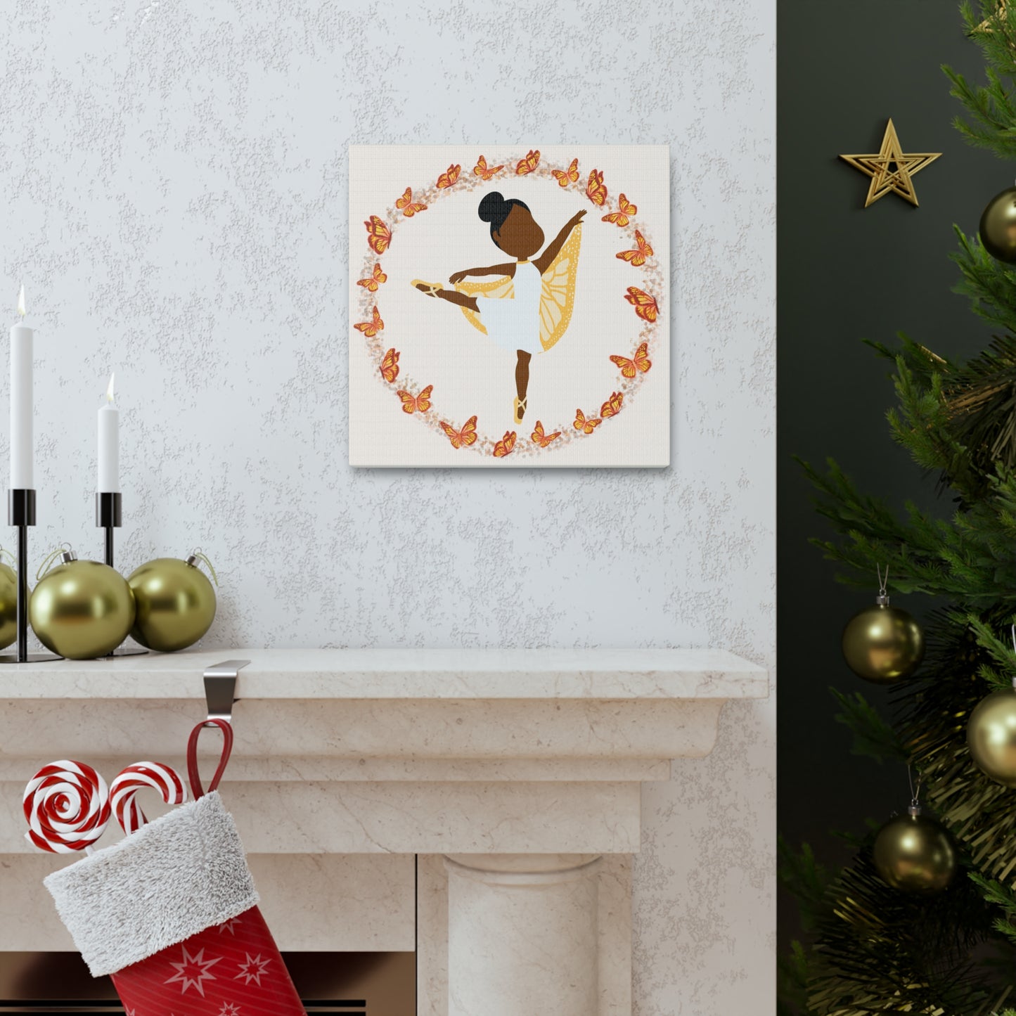Orange Fairy Ballerina Canvas Art