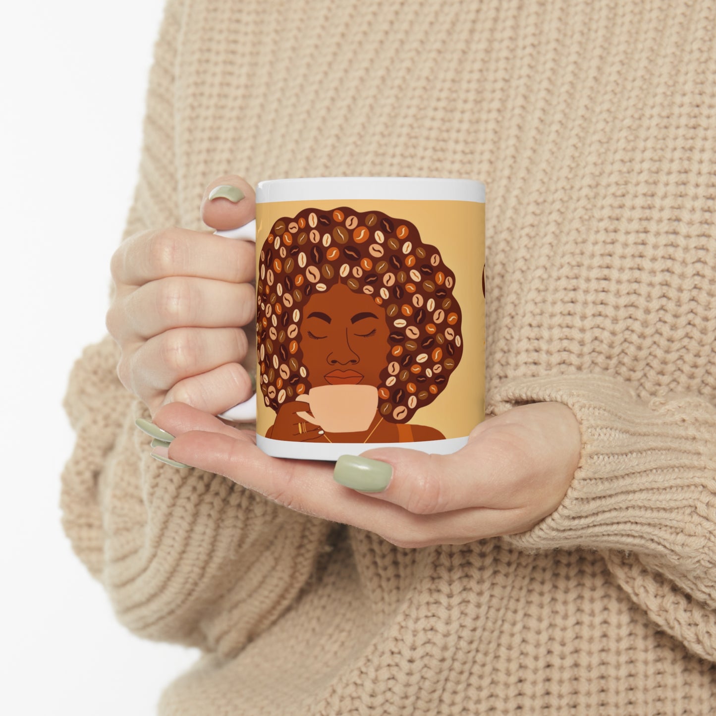 Caffeine Queen- Afro Coffee Ceramic Mug (11oz)