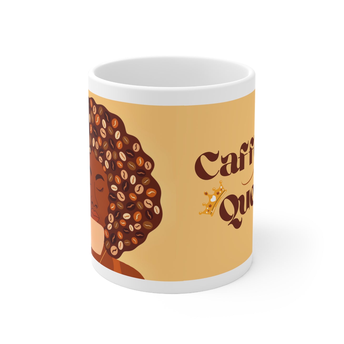 Caffeine Queen- Afro Coffee Ceramic Mug (11oz)