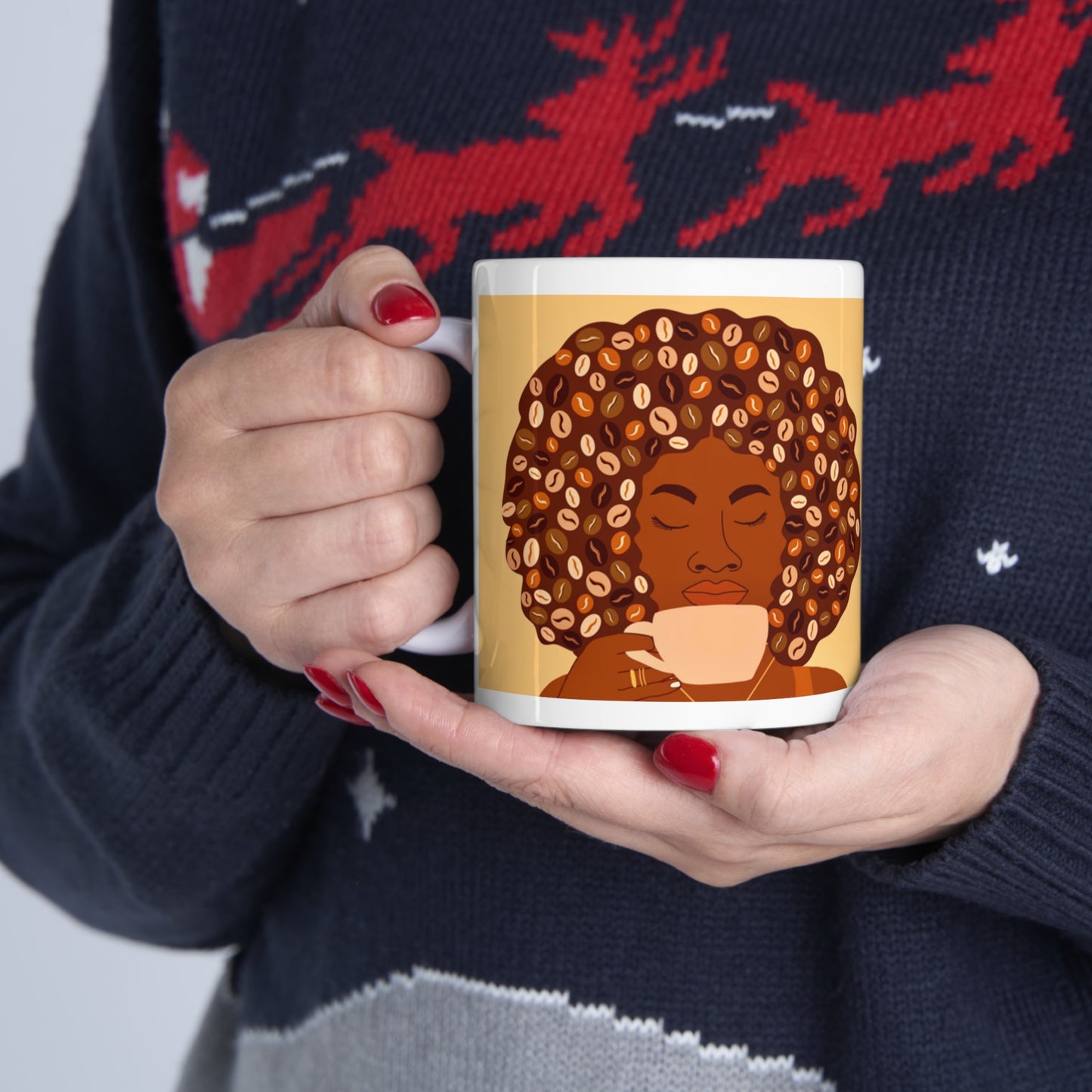 Caffeine Queen- Afro Coffee Ceramic Mug (11oz)