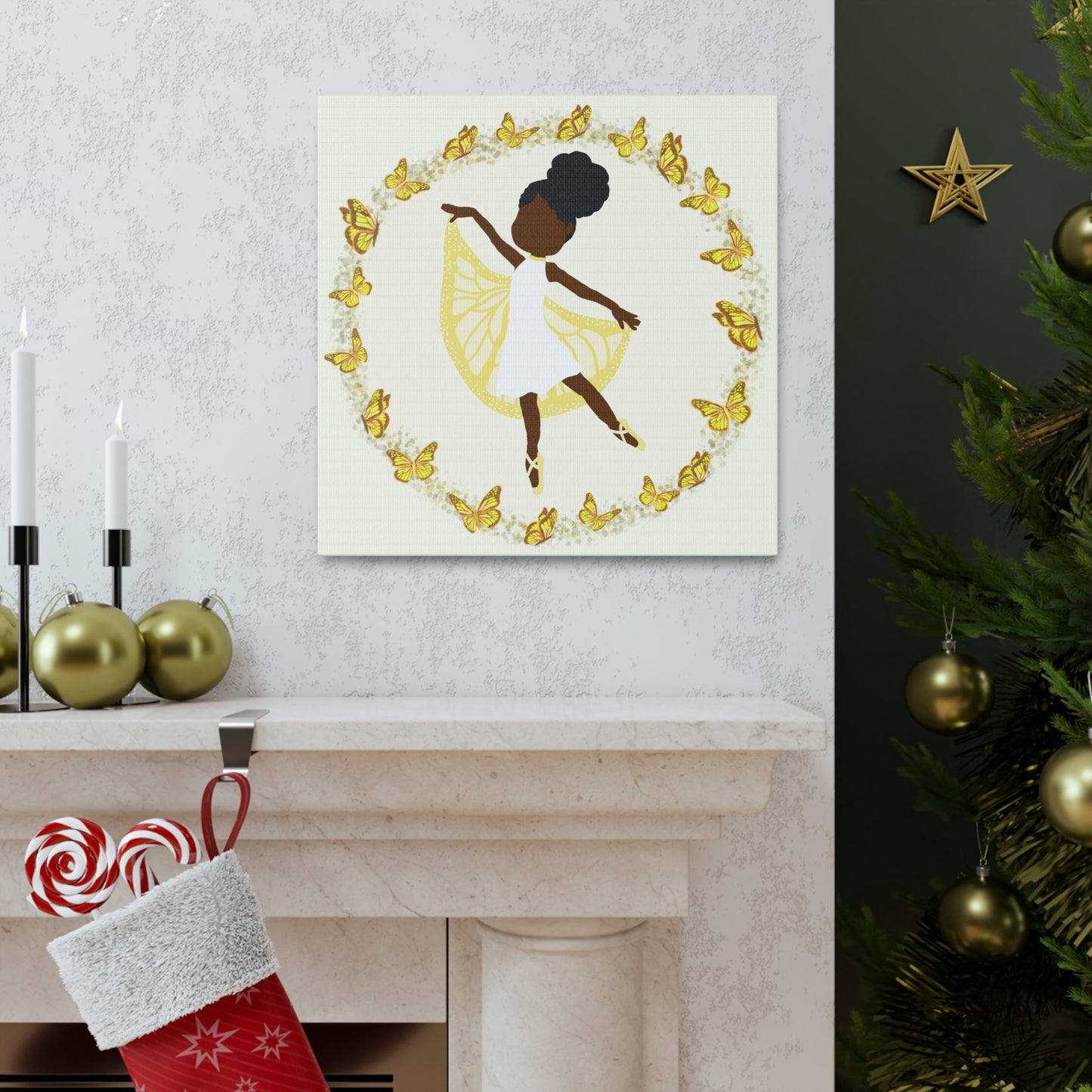 Yellow Fairy Ballerina Canvas Art