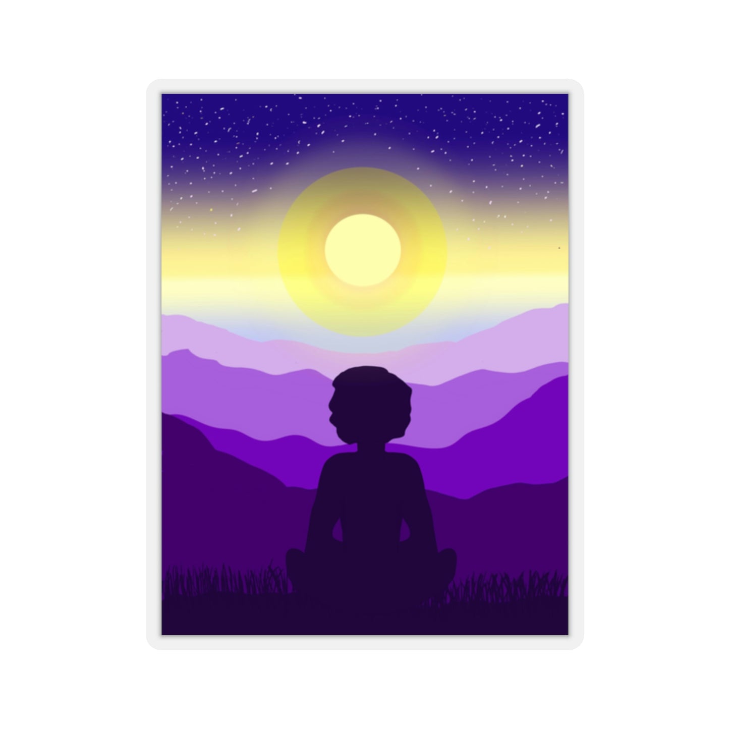 Purple Meditation Kiss-Cut Sticker