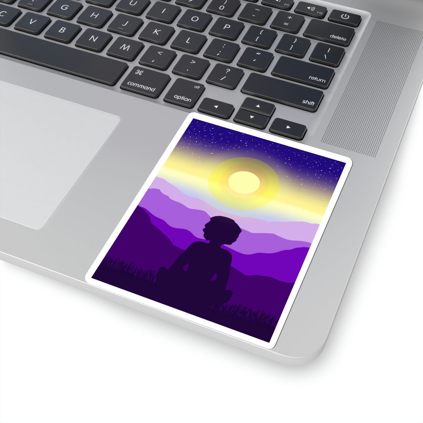 Purple Meditation Kiss-Cut Sticker