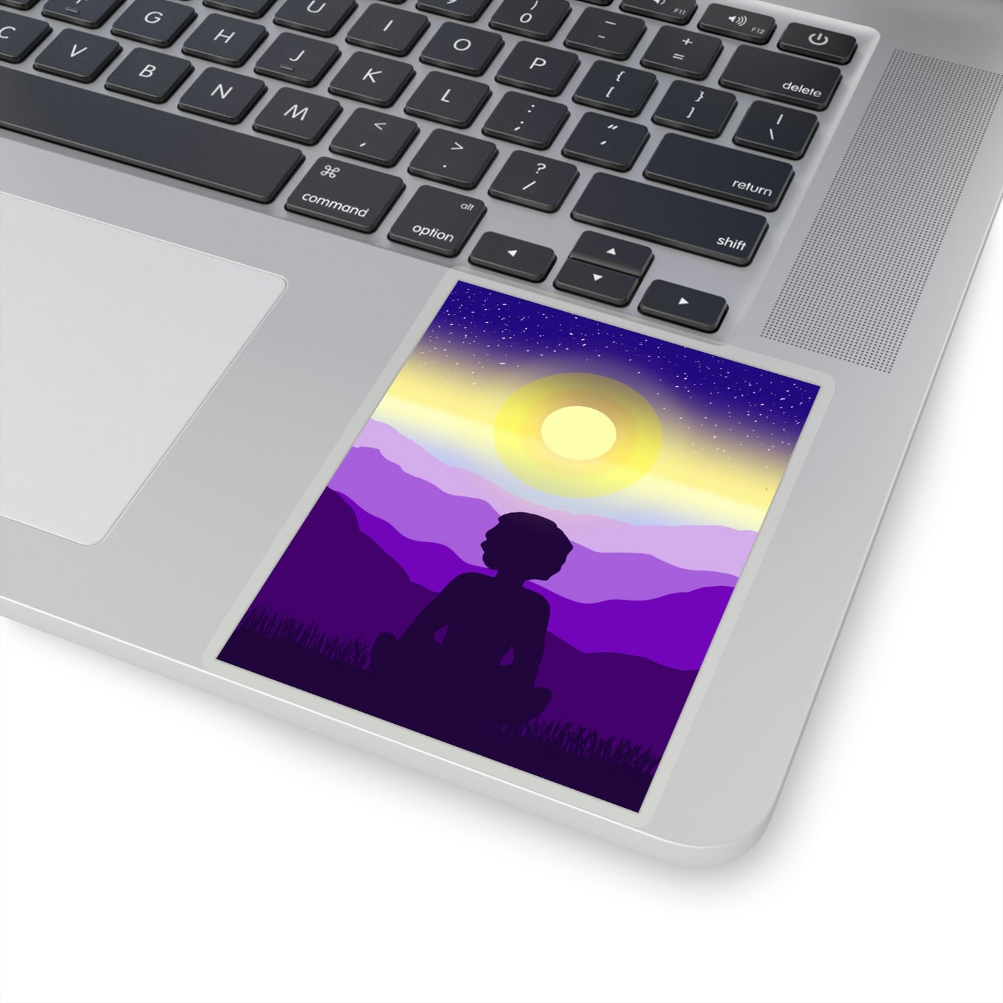 Purple Meditation Kiss-Cut Sticker