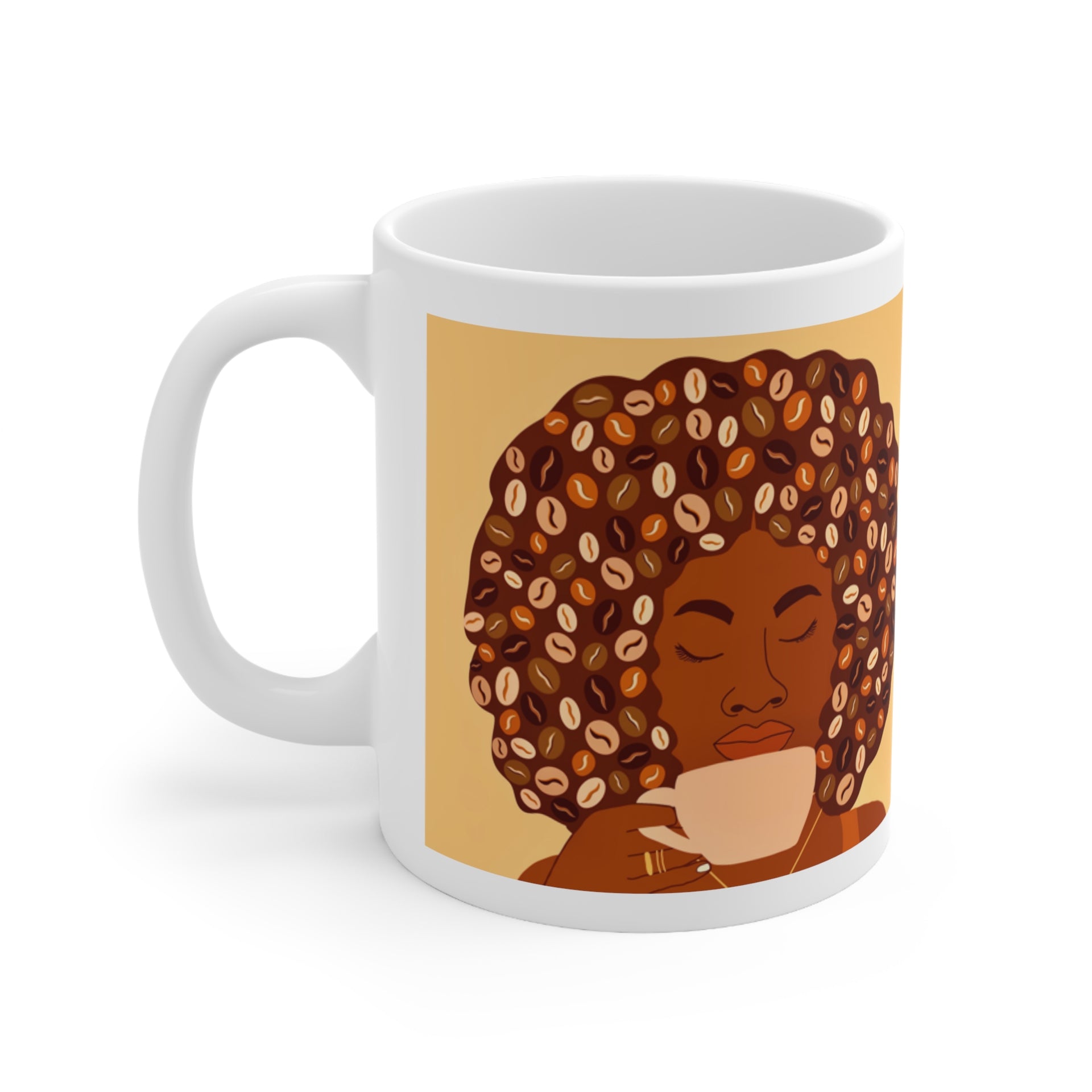Caffeine Queen- Afro Coffee Ceramic Mug (11oz) – MyMarie Studio