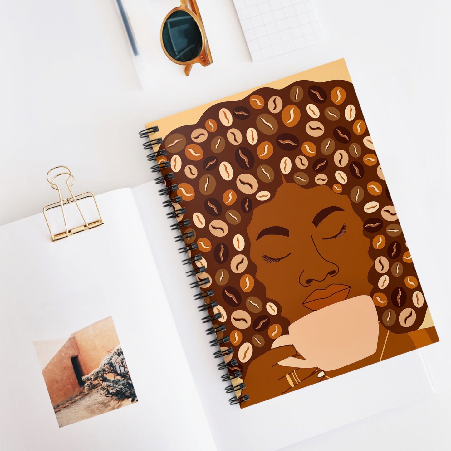 Afro Coffee Spiral Notebook - Ruled Line