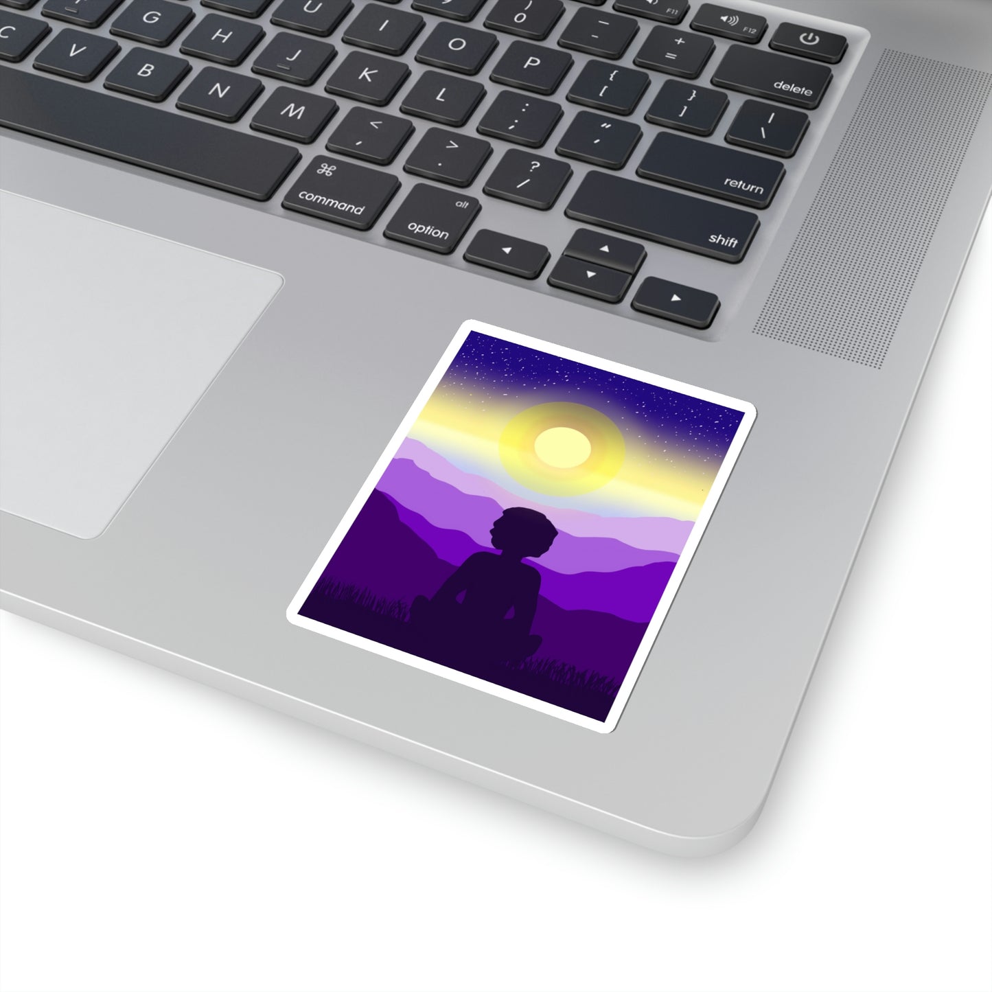 Purple Meditation Kiss-Cut Sticker